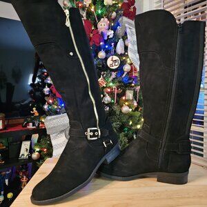 G By Guess Knee High Boots Women’s Black Wide Calf Riding Double Zip8